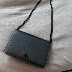 Gucci black leather crossbody/clutch